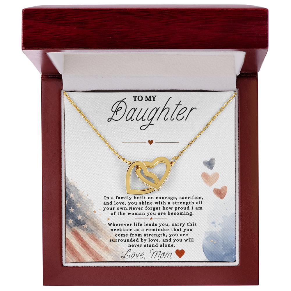 To My Daughter — Interlocking Heart Necklace, Family Strength Message