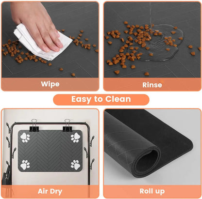 Pet Feeding Mat-Absorbent Pet Placemat for Food and Water Bowl