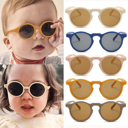 New Children Vintage Frosted Round Outdoor Sun Protection Sunglasses