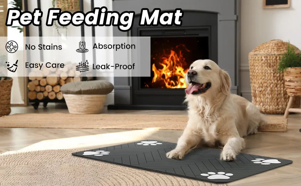 Pet Feeding Mat-Absorbent Pet Placemat for Food and Water Bowl