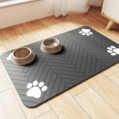 Pet Feeding Mat-Absorbent Pet Placemat for Food and Water Bowl