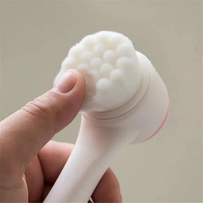 3D double silicone facial cleansing brush manual massage facial brush