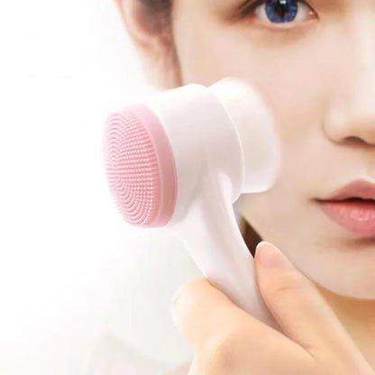 3D double silicone facial cleansing brush manual massage facial brush