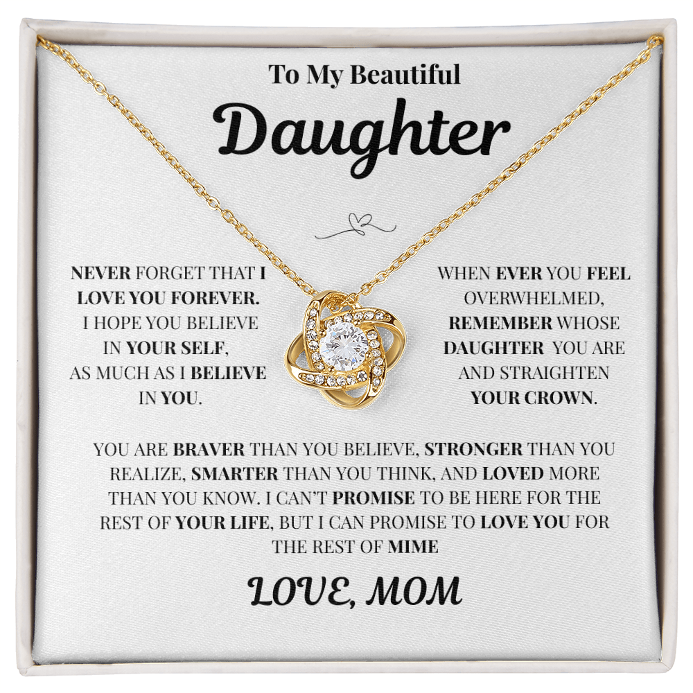 To My Beautiful Daughter/Love, Mom Necklace