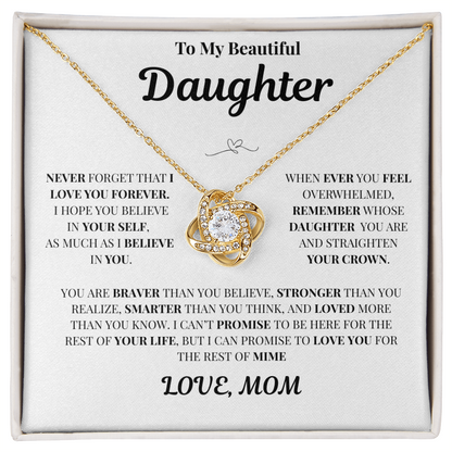 To My Beautiful Daughter/Love, Mom Necklace