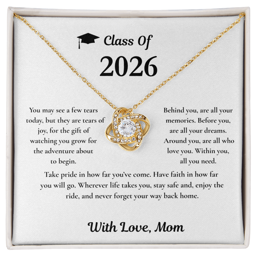 Class of 2026 Silver Love Knot Necklace / With Love, Mom