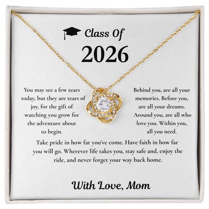 Class of 2026 Silver Love Knot Necklace / With Love, Mom