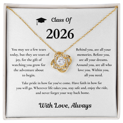 Graduation Hat 2026 With Love,Always Necklace