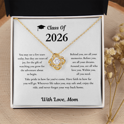 Class of 2026 Silver Love Knot Necklace / With Love, Mom