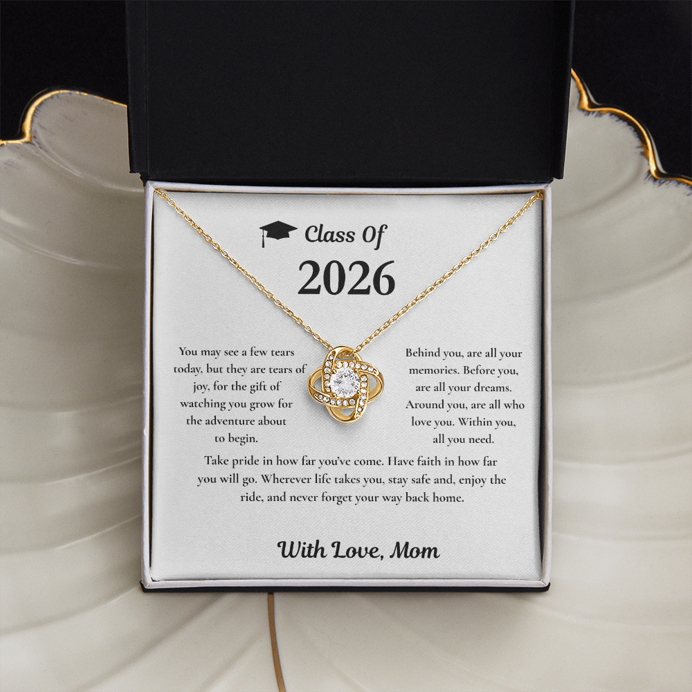 Class of 2026 Silver Love Knot Necklace / With Love, Mom