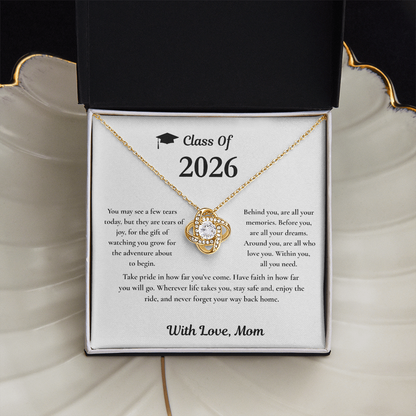 Class of 2026 Silver Love Knot Necklace / With Love, Mom