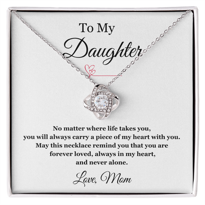 To My Daughter – Forever in My Heart Love Knot Necklace
