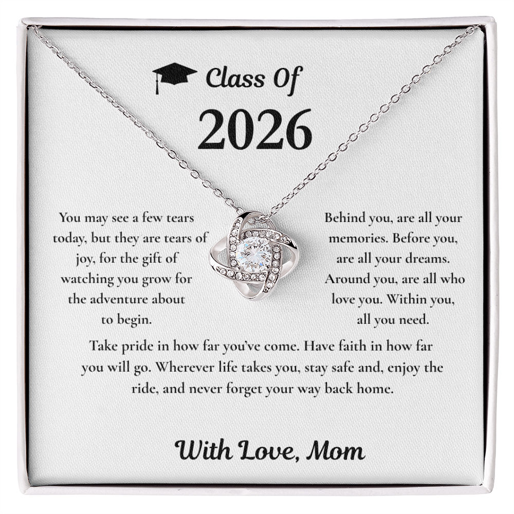 Class of 2026 Silver Love Knot Necklace / With Love, Mom