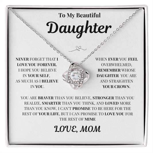 To My Beautiful Daughter/Love, Mom Necklace
