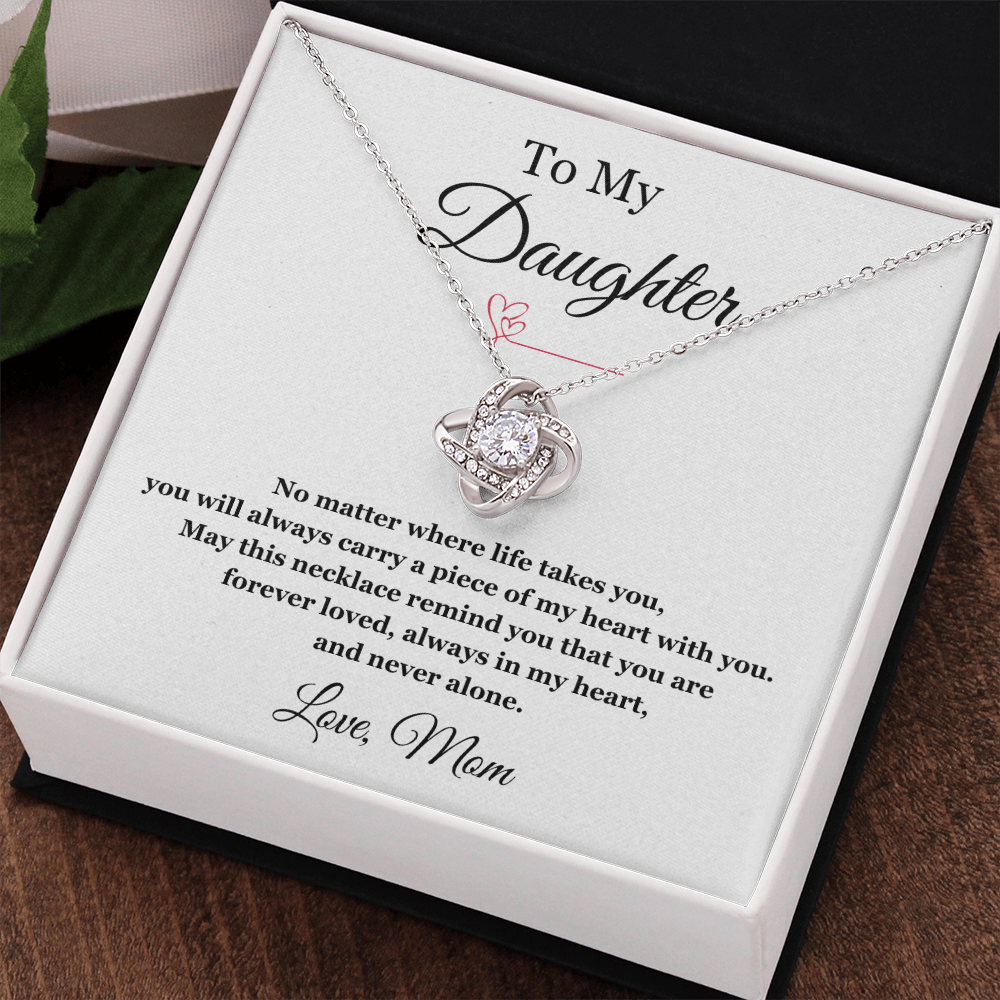To My Daughter – Forever in My Heart Love Knot Necklace
