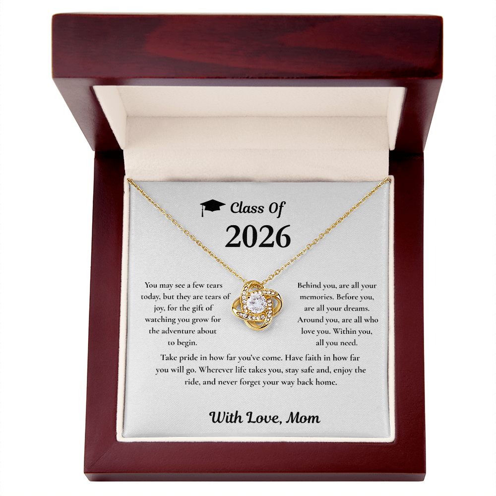 Class of 2026 Silver Love Knot Necklace / With Love, Mom