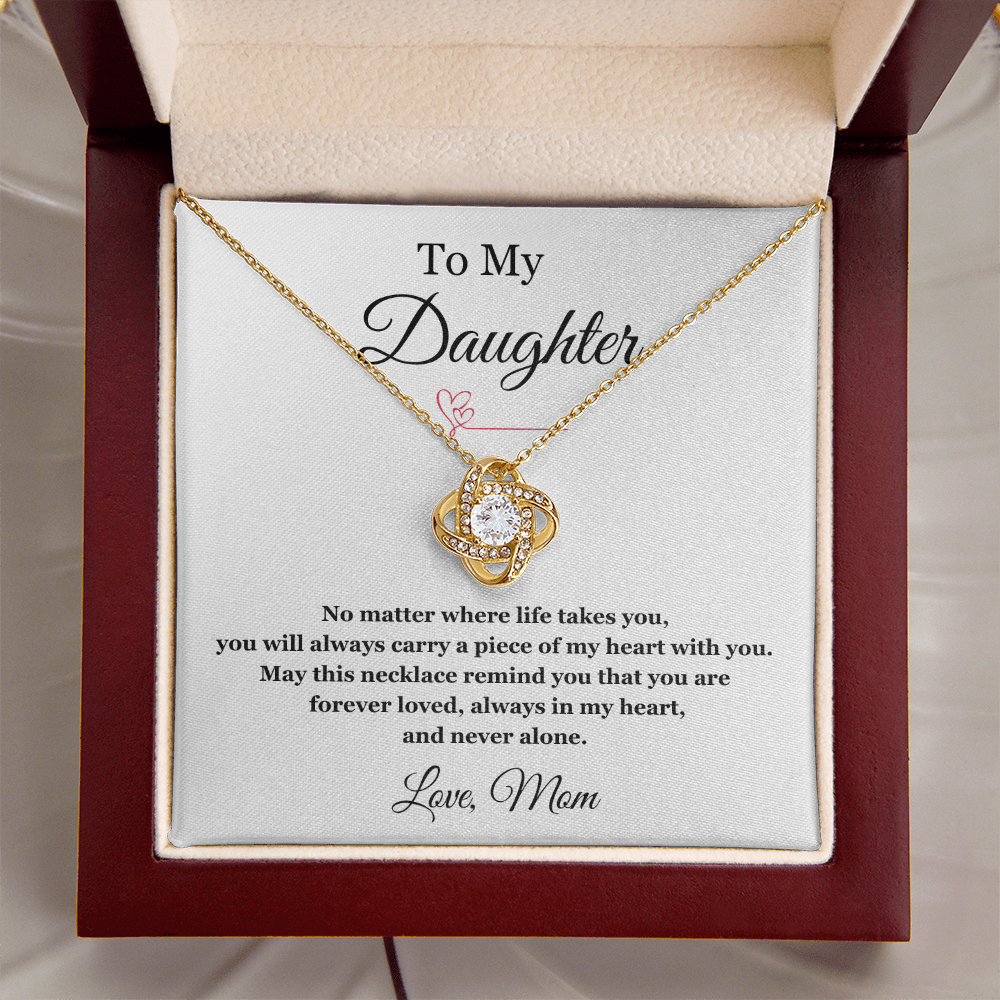 To My Daughter – Forever in My Heart Love Knot Necklace