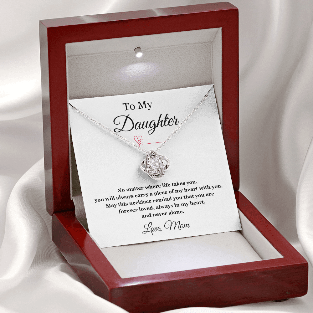 To My Daughter – Forever in My Heart Love Knot Necklace