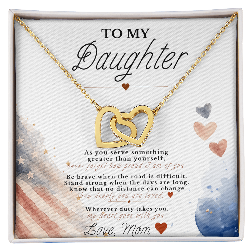 To My Daughter – Military Tribute Interlocking Hearts Necklace
