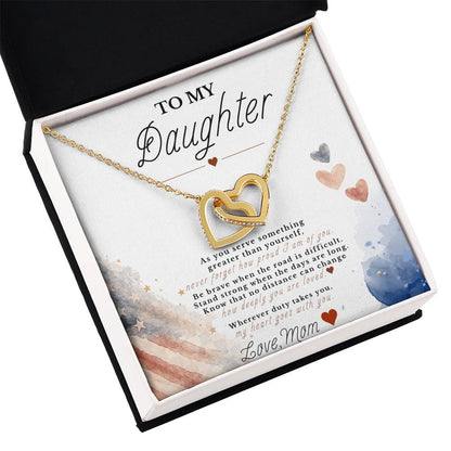 To My Daughter – Military Tribute Interlocking Hearts Necklace