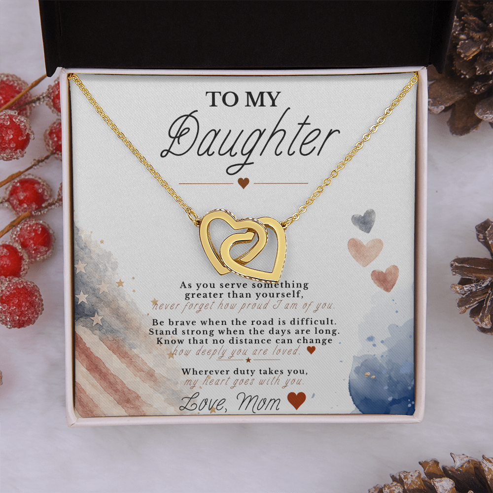 To My Daughter – Military Tribute Interlocking Hearts Necklace