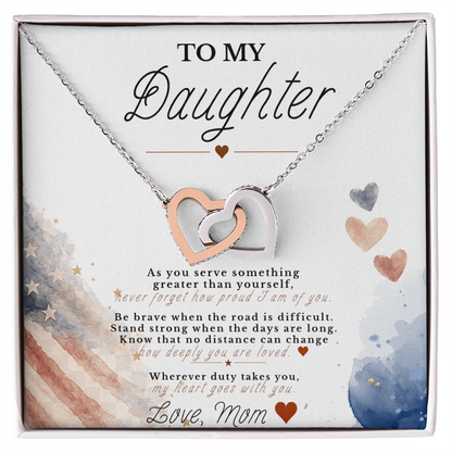 To My Daughter – Military Tribute Interlocking Hearts Necklace
