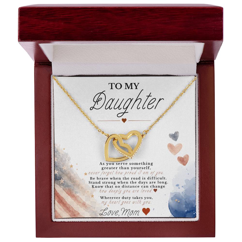 To My Daughter – Military Tribute Interlocking Hearts Necklace