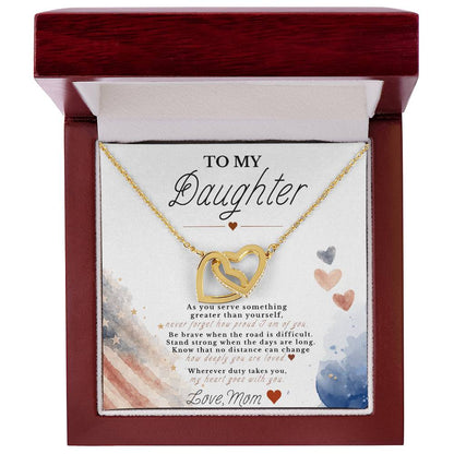 To My Daughter – Military Tribute Interlocking Hearts Necklace