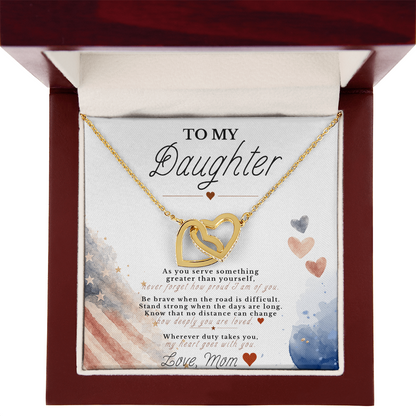 To My Daughter – Military Tribute Interlocking Hearts Necklace