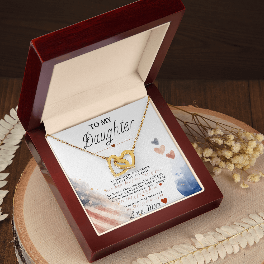To My Daughter – Military Tribute Interlocking Hearts Necklace