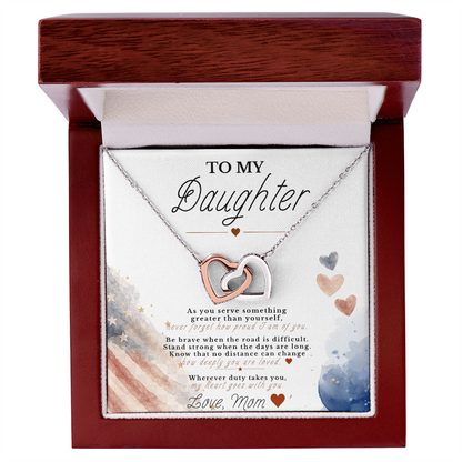 To My Daughter – Military Tribute Interlocking Hearts Necklace
