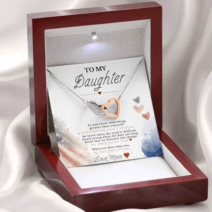 To My Daughter – Military Tribute Interlocking Hearts Necklace