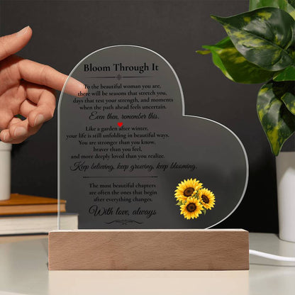 Bloom Through It USB Acrylic Night Light – Meaningful Encouragement Gift for Her
