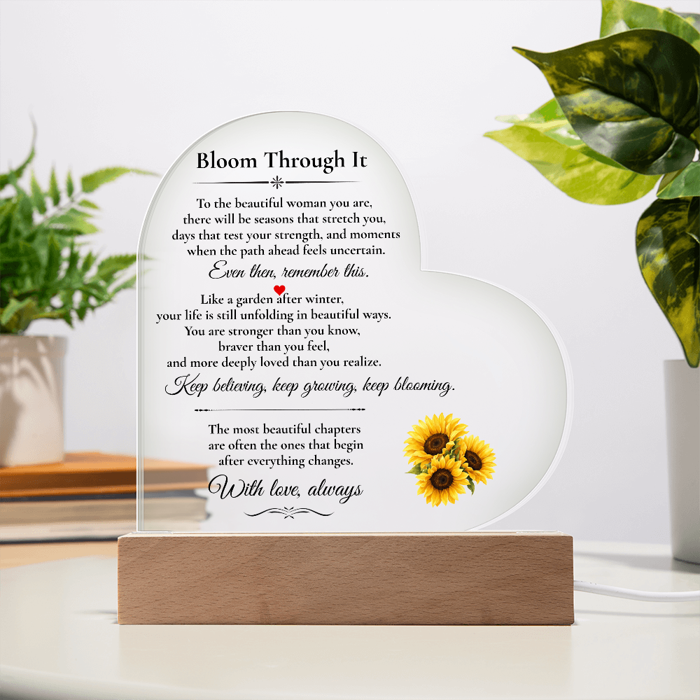 Bloom Through It USB Acrylic Night Light – Meaningful Encouragement Gift for Her