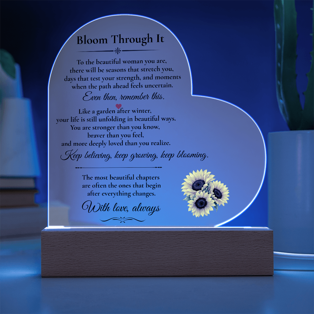 Bloom Through It USB Acrylic Night Light – Meaningful Encouragement Gift for Her