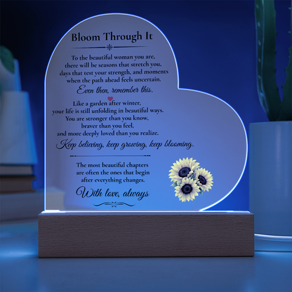 Bloom Through It USB Acrylic Night Light – Meaningful Encouragement Gift for Her