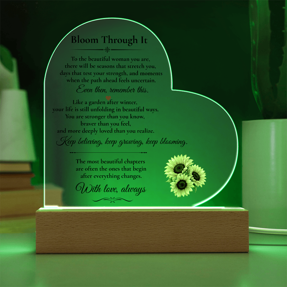Bloom Through It USB Acrylic Night Light – Meaningful Encouragement Gift for Her