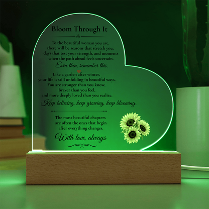 Bloom Through It USB Acrylic Night Light – Meaningful Encouragement Gift for Her
