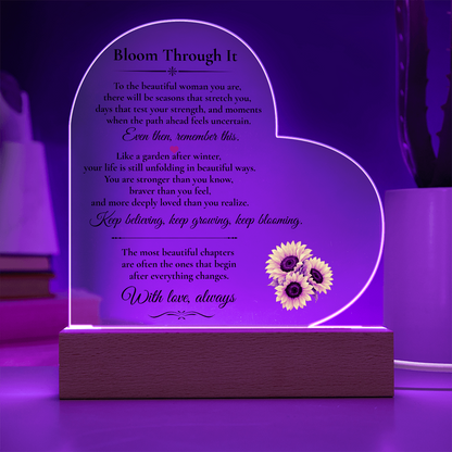 Bloom Through It USB Acrylic Night Light – Meaningful Encouragement Gift for Her